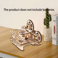 Wooden 3D Marble Runway Puzzle Kit Handcrafted Track Decor with Gears & Ramps