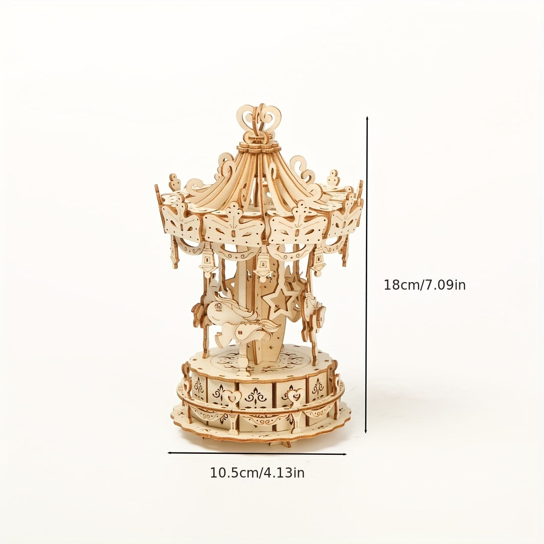 DIY Carousel 3D Wooden Puzzle Model Crafts