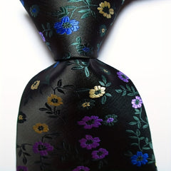 Flower Tie Men's Necktie Set Pink Red Green Jacquard Woven Tie