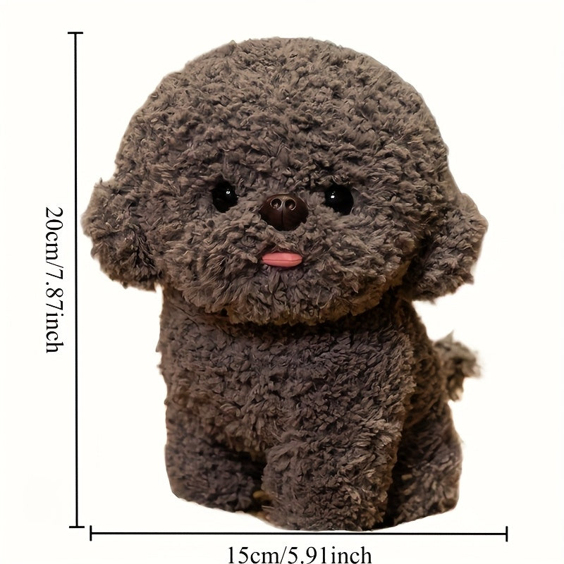 Bichon Frise Plush Toy Realistic Cartoon Dog Animal Gray