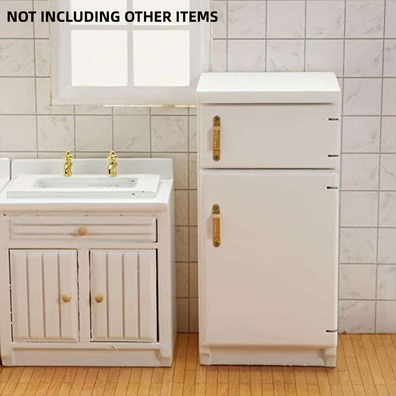 1:12 Scale Vintage Dollhouse Fridge Double Doors Wood Construction
