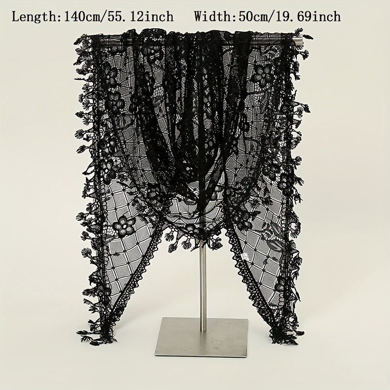 Lace Tassel Triangle Scarf Veil Solid Neck Scarf for Wedding Bride