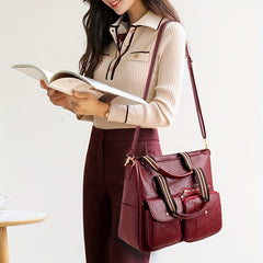 Vintage Leather Tote Bag Large Capacity Crossbody Handbag for Travel