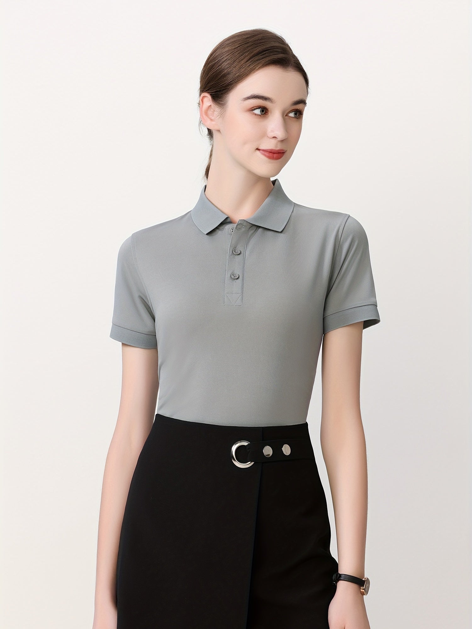 Women's Casual Polo Shirt Slimming Breathable Sweetheart Collar