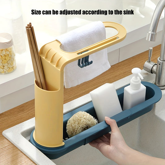 Sink Drain Rack Storage Basket Telescopic Sink Shelf Kitchen Organizer