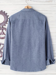 Men's Solid Button Down Long Sleeve Shirts with Pockets