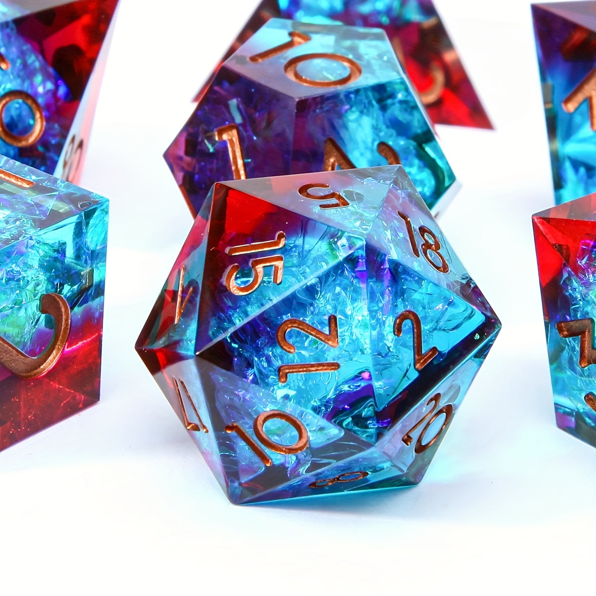 7pcs Crystal Clear Resin Dice Set Polyhedral Dice for Board Games