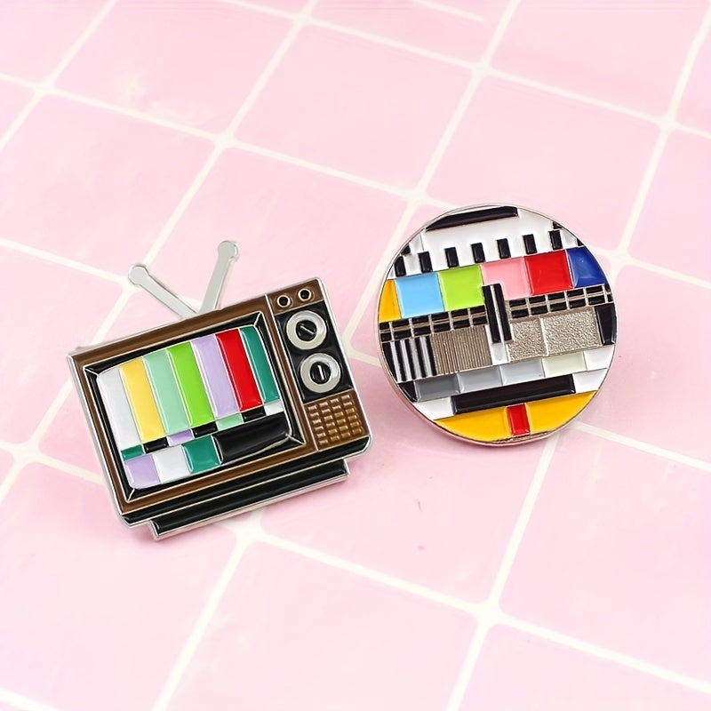 Retro TV Rainbow Striped Brooch