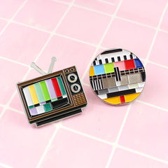 Retro TV Rainbow Striped Brooch