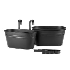 5pcs Metal Hanging Flower Pots for Railings & Fences, Rustic Style Windows