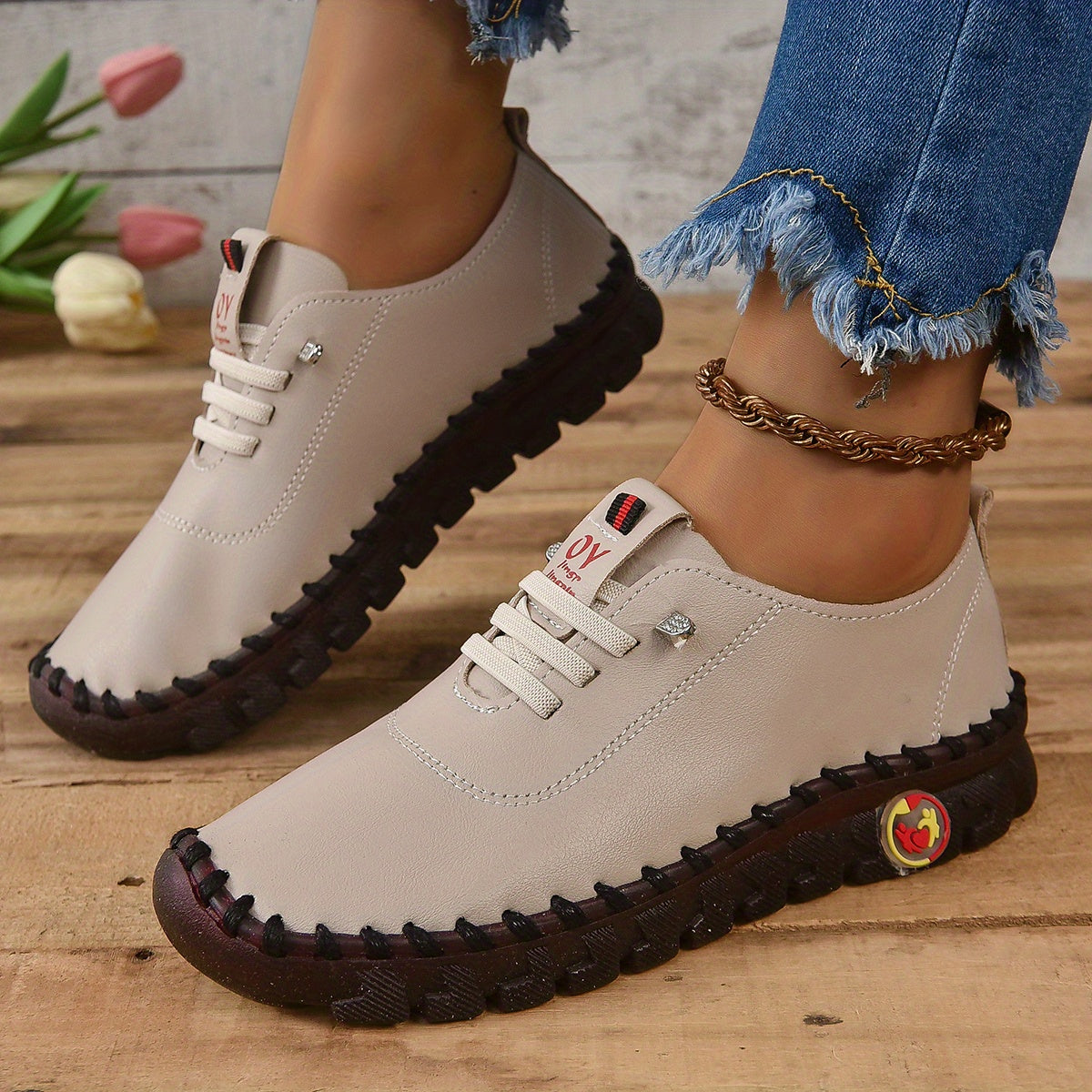 Women's Anti skid Sneakers Lace Up Outdoor Shoes Comfy Walking Shoes