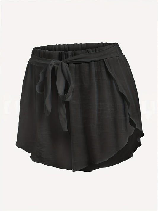 Ruffle Trim Split Shorts Women's Summer Shorts