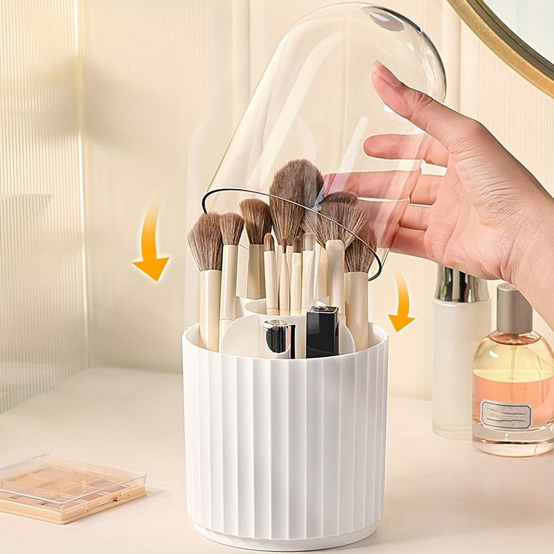 Dustproof 360 Rotating Makeup Brush Box with Pen Holder