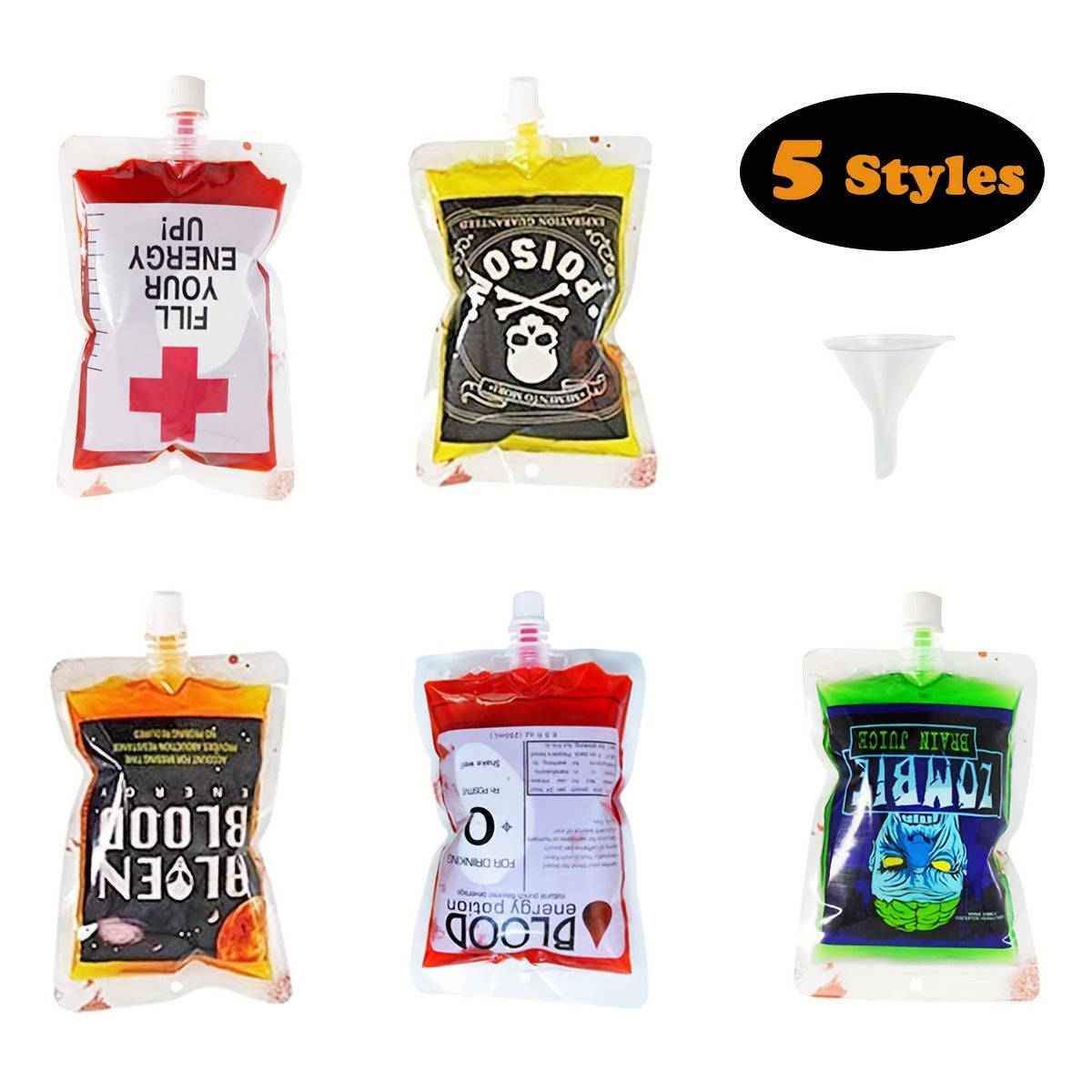 20pcs Halloween Blood Bags 250ml Drink Containers Party Favors