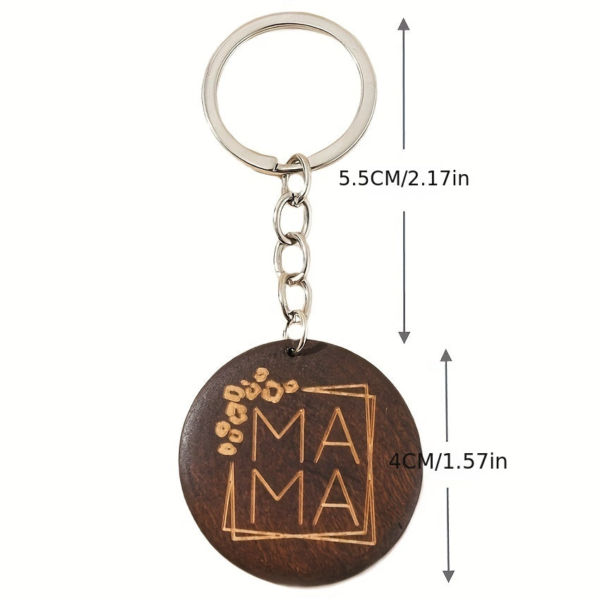 Wood Round Keychain Pendant MAMA Gift Bag Accessories