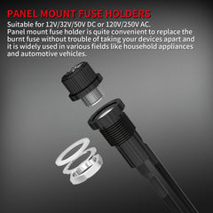 5x20mm Panel Mount Fuse Holder 12V DC 250V AC Screw Cap Fuse Holders