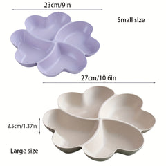 4 Compartment Heart Shaped Serving Dish Tray Unbreakable Chip & Dip Platter
