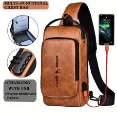 WEIXIER Men's Shoulder Messenger Bag with USB Charging Port