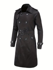 Men's Double Breasted Trench Coat Casual Lapel Overcoat