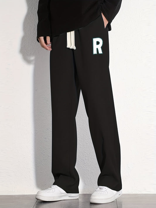 R Graphic Print Men's Loose Sweatpants Jogger Pants