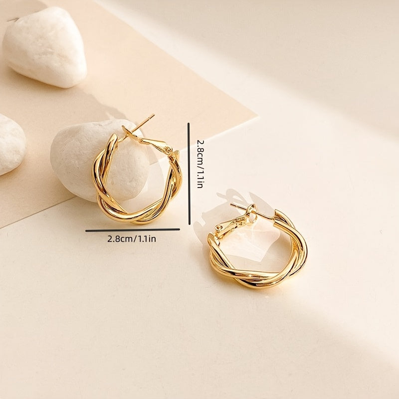 Twist Alloy Circle Geometric Round Hoop Earrings Retro Party Jewelry
