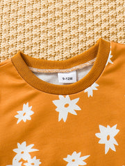 Autumn Kids Casual Outfit Floral Sweatshirt & Pants Set