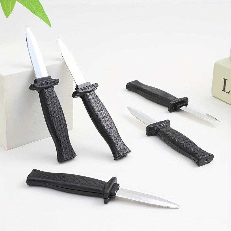 5pcs Retractable Plastic Knives Realistic Metal Blades & Textured Ha