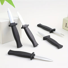 5pcs Retractable Plastic Knives Realistic Metal Blades & Textured Ha
