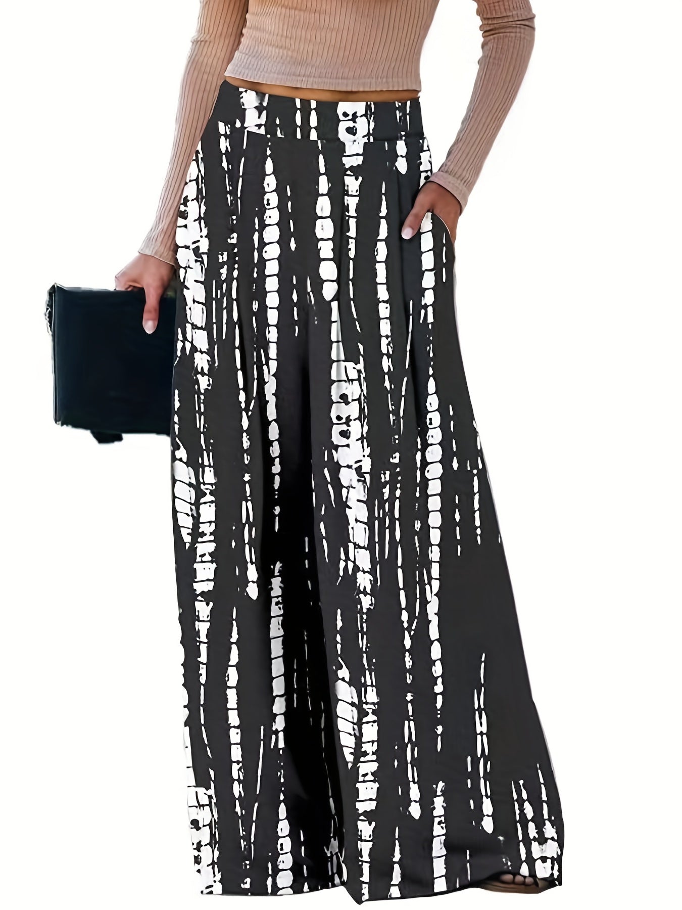 Women's Plus Tie Dye Wide Leg Pants With Pockets