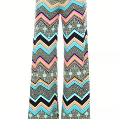  Geometric Print High Rise Wide Leg Pants