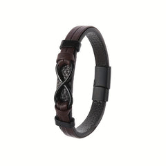 Vintage Leather Braided Charm Bracelet Figure 8 Never Fade Men And Women Jewelry