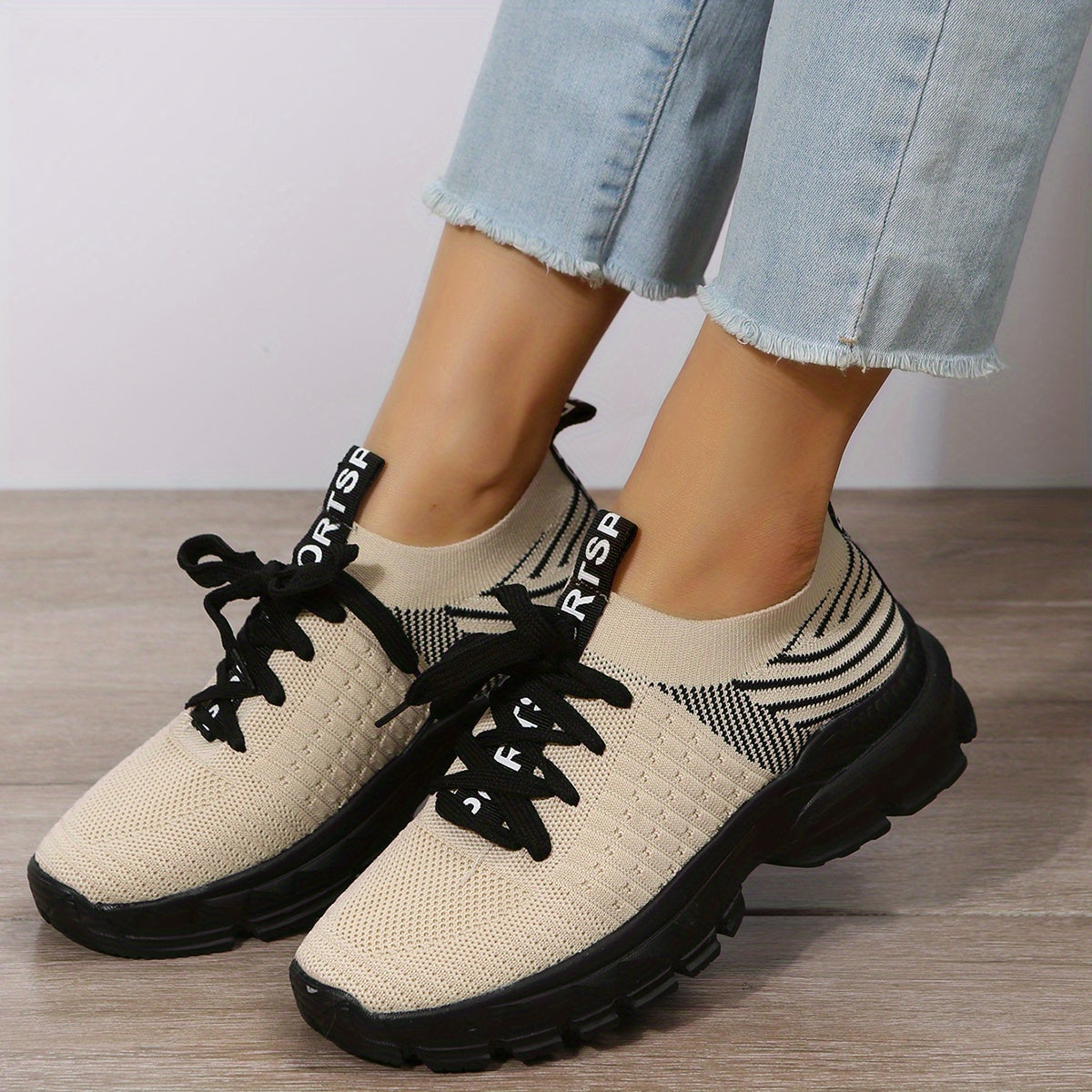Women's Colorblock Mesh Sneakers Lace Up Low Round Toe Casual Shoes