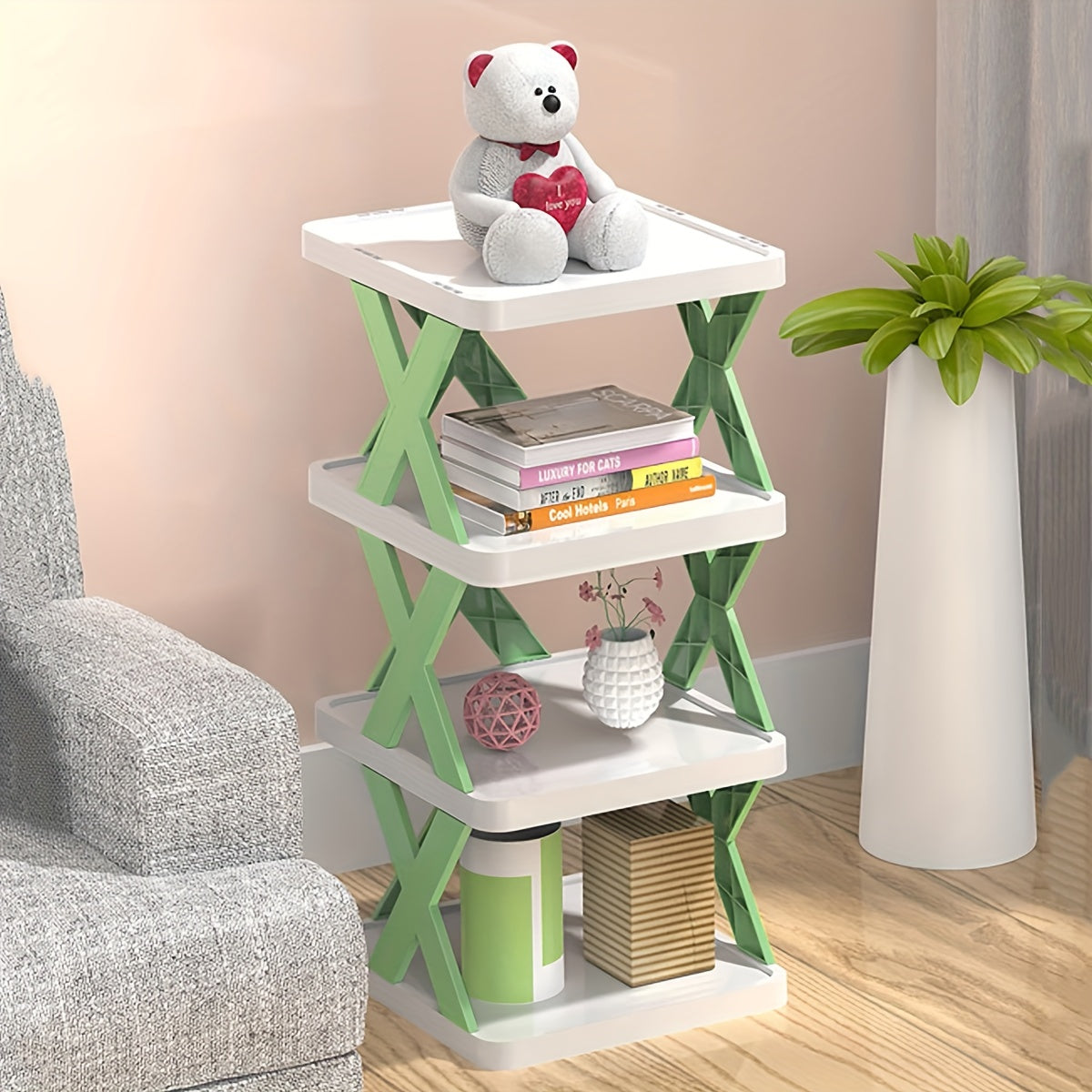 1pc Folding Stackable Shoe Rack Storage Shelf