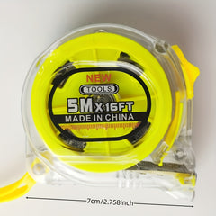 Stainless Steel 5m Rubber-Coated Tape Measure, Anti-Fall, Wear Resistant