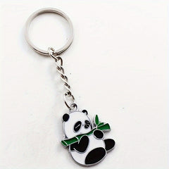 Cartoon Panda Enamel Keychain Animal Key Ring Purse Bag Backpack Car Charm