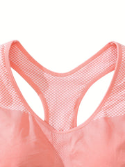 Sporty Bra Women's Geometric Pattern Round Neck Bra