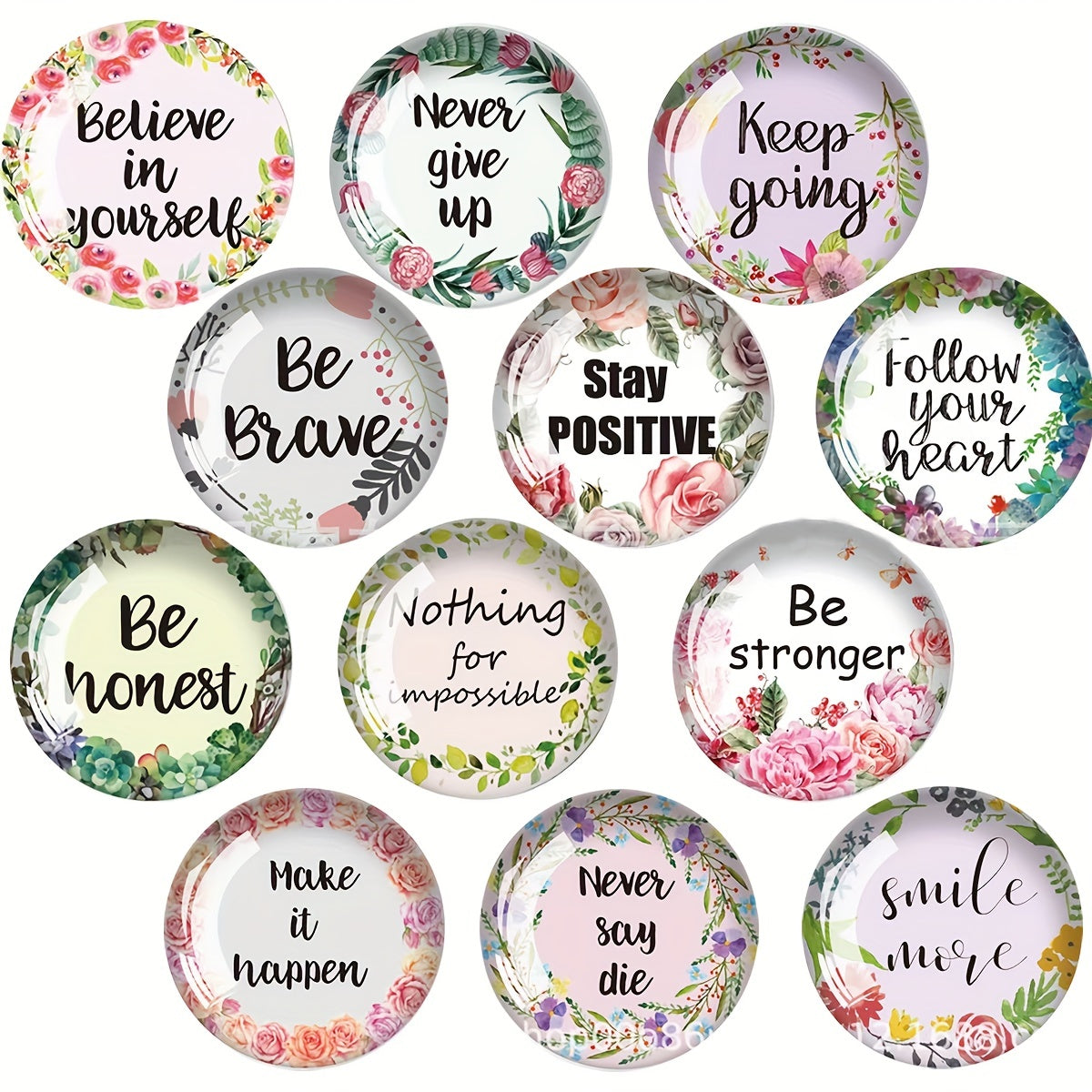 12pcs Glass Fridge Magnets Inspirational Decorative Magnets