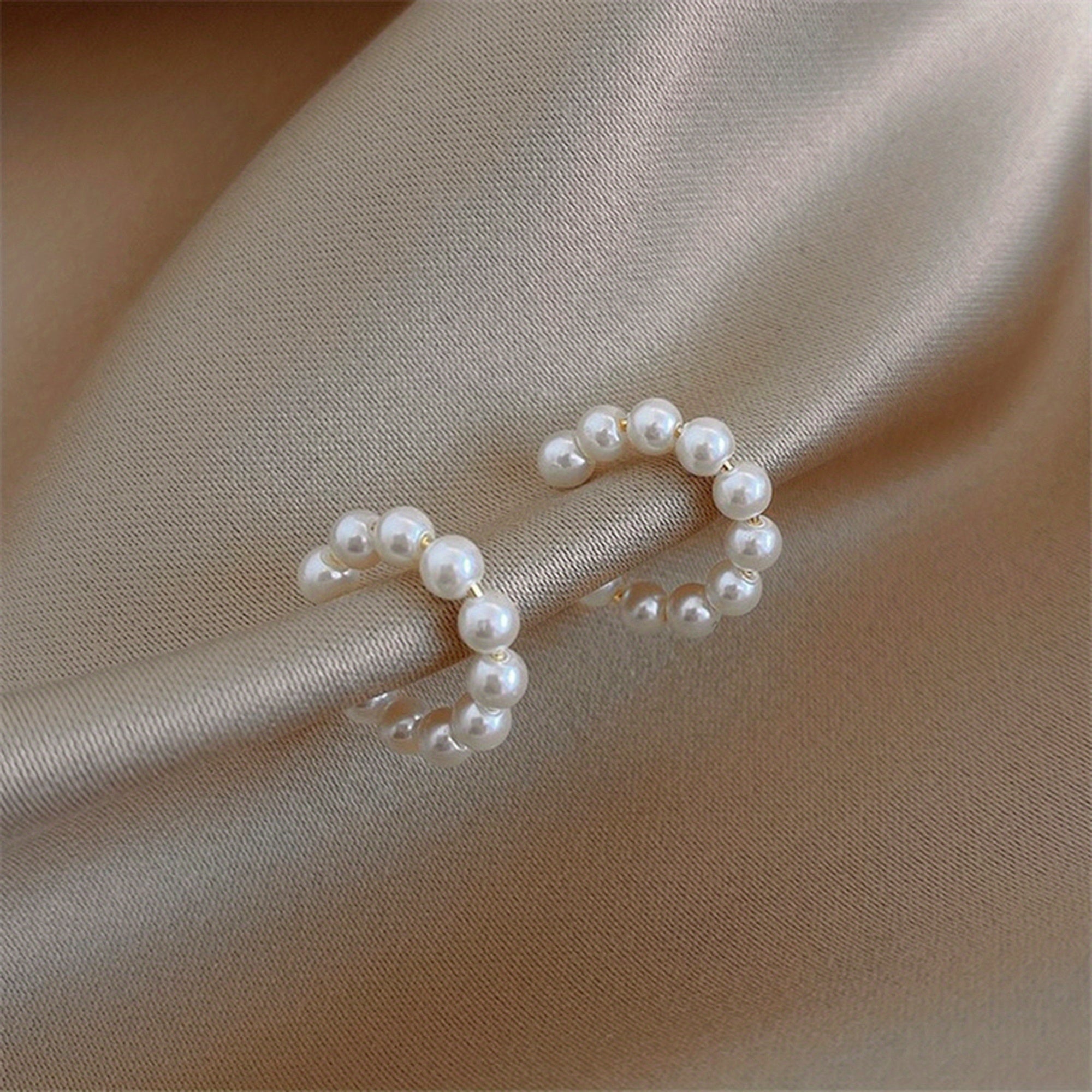 Pearl U-shaped Clip-On Earrings Lightweight Jewelry Adjustable Ear Clips