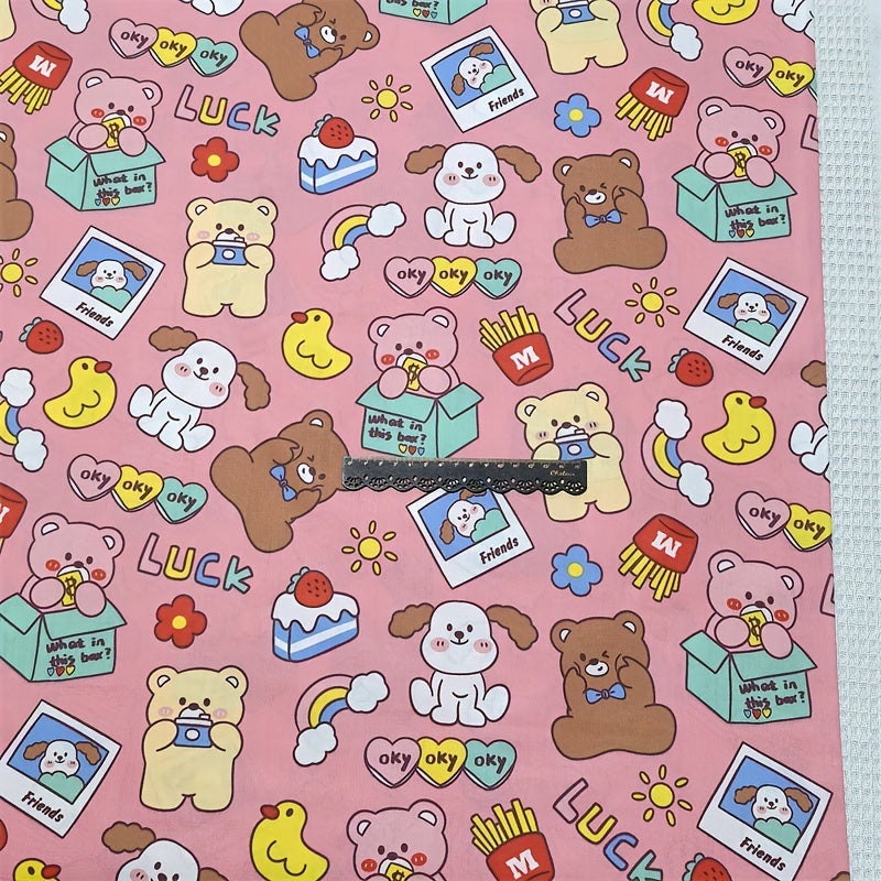 4pcs 9.8in Cartoon Pattern Cotton Squares DIY Quilting Fabric