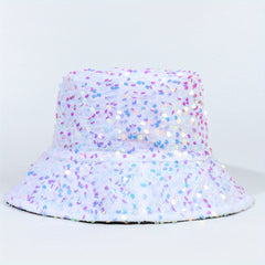 Y2K Laser Sequins Bucket Hat Hip Hop Sparkly Basin Hat