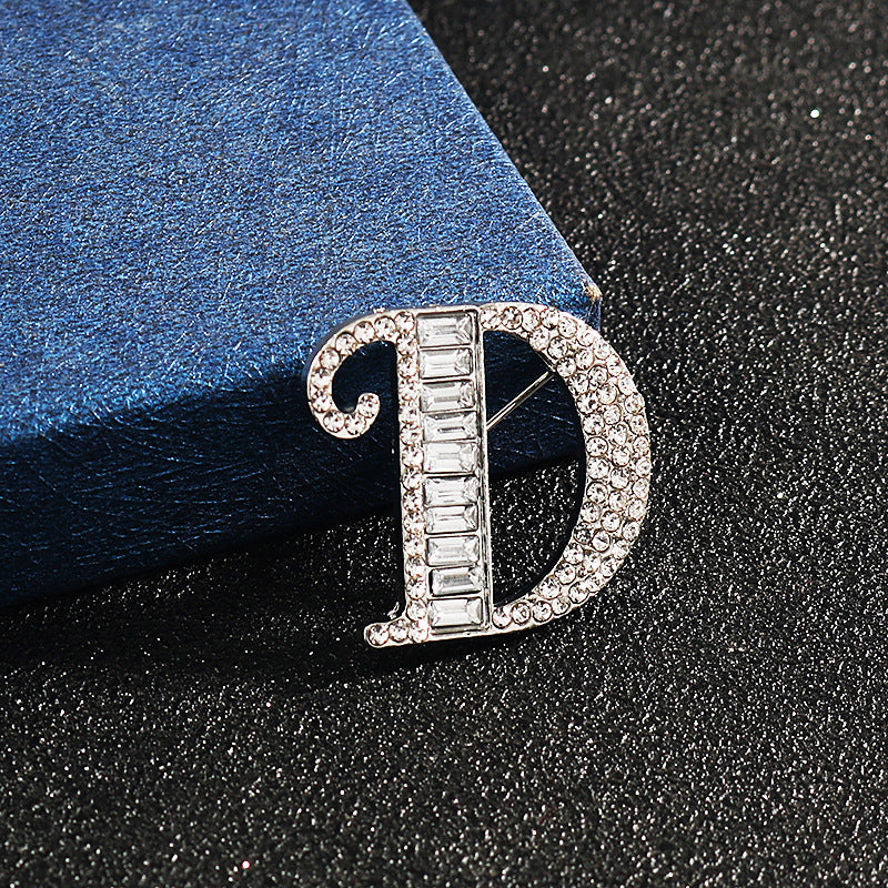 English Letter Small Brooch Suit Shirt Cardigan Pin Accessories