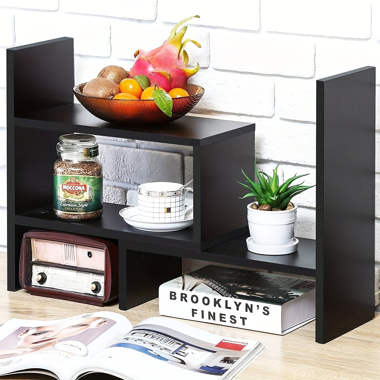 Desktop Bookshelf Office Retractable Storage Bookcase