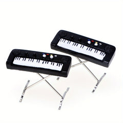 Mini Piano & Key Keyboard Set for Dollhouse Scenes