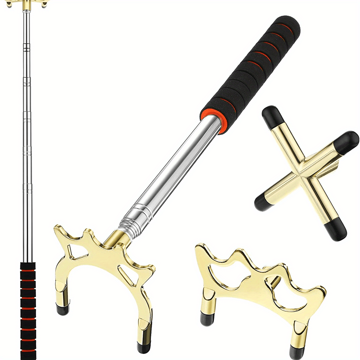 3pc Retractable Billiards Cue Stick Bridge w/ Removable Brass Head