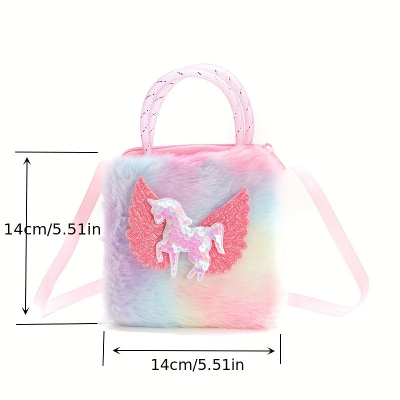 2pcs Plush Unicorn Bag & Coin Purse Set for Girls