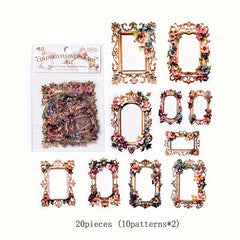 20pcs Flower Border Stickers for DIY Decoration Scrapbook Diary Cup