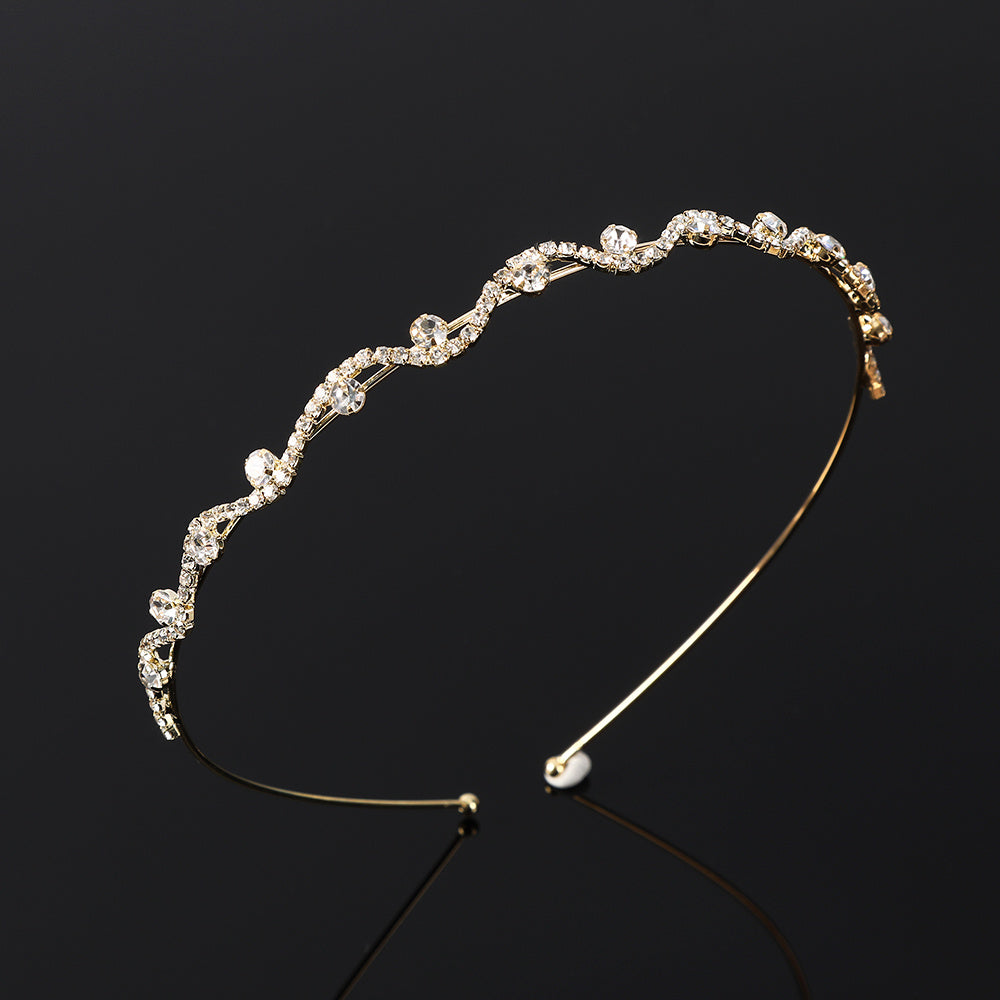 Rhinestone Bezel Hairband Metal Headband Hair Hoop Pearl Hairbands