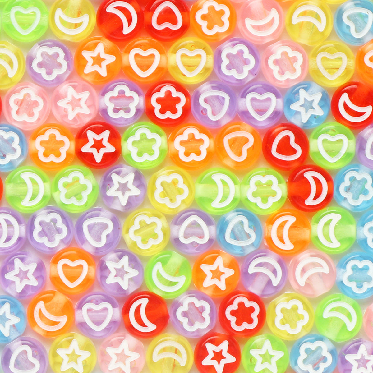 100pcs 4 7mm Star Moon DIY Colorful English Letter Flat Beads