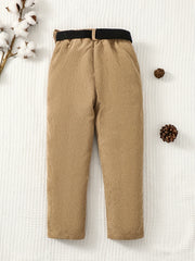 Boys Corduroy Long Pants With Waist Bag