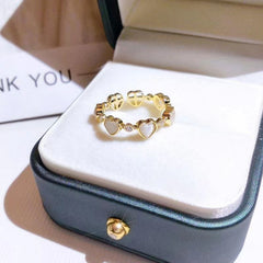Golden Love Opal Ring Adjustable Ring Heart shaped